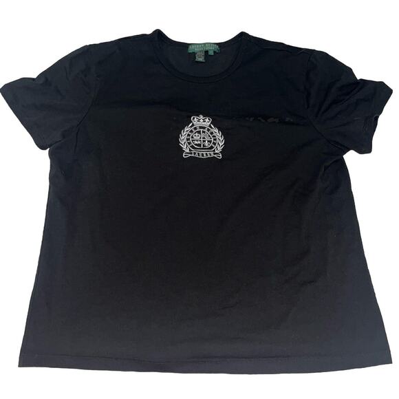 Green Tag Ralph Lauren Active Large Black Embroidered Classic Tee Shirt - Picture 1 of 8